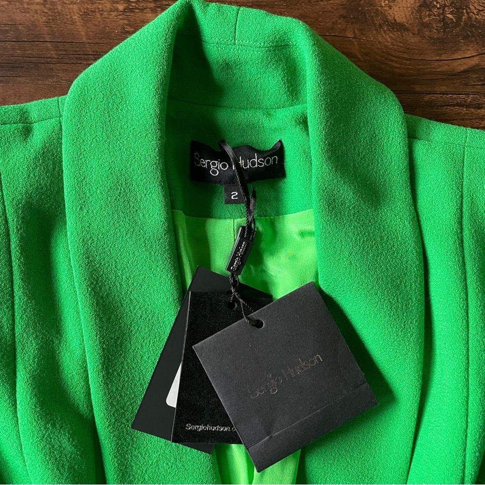 SERGIO HUDSON Stretch-wool crepe Bottega Green blazer and Skirt Suit Set - Picture 5 of 12